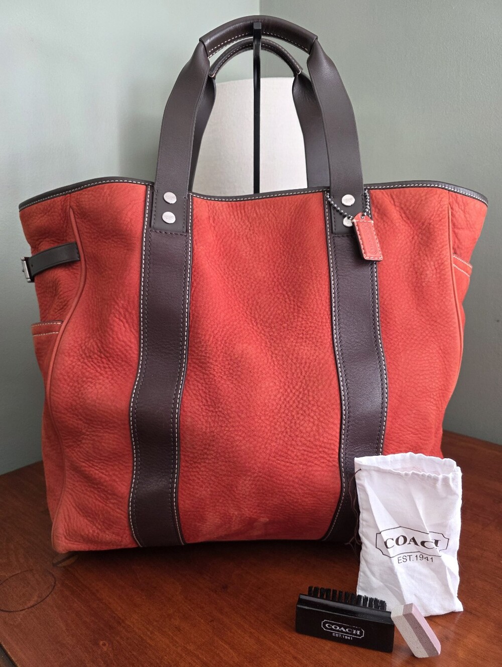Coach Leatherware 5728 Vintage Orange Nubuck Leather Work Travel Tote Bag 2004